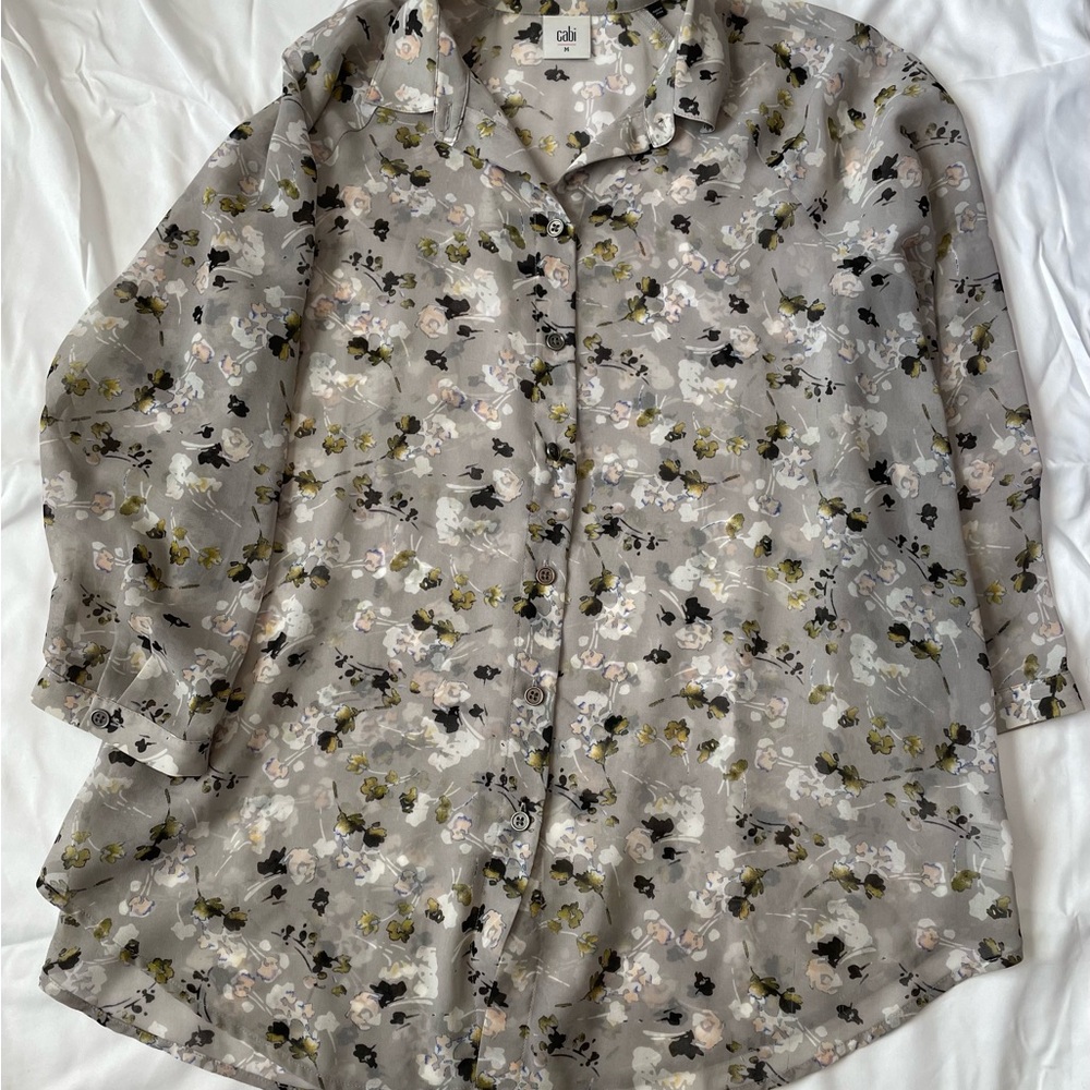 CAbi Gray Black Casual Button Down Shirt